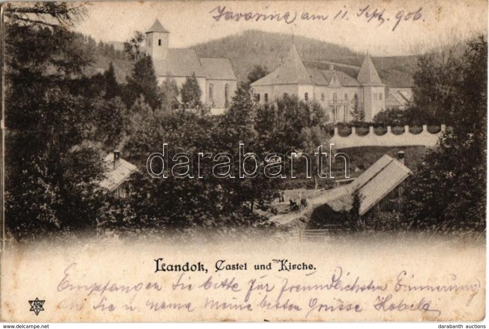 T2/T3 1906 Lándok, Lendak, Landeck; Kastély és Templom. Max Steckel Kiadása / Castel Und Kirche / Castle And Church (EK) - Unclassified