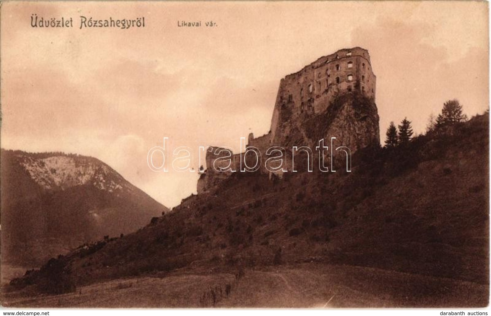 T2 1907 Likavka, Likava (Rózsahegy, Ruzomberok); Várrom. Fischer M. Kiadása / Likavsky Zámok / Castle Ruins - Unclassified