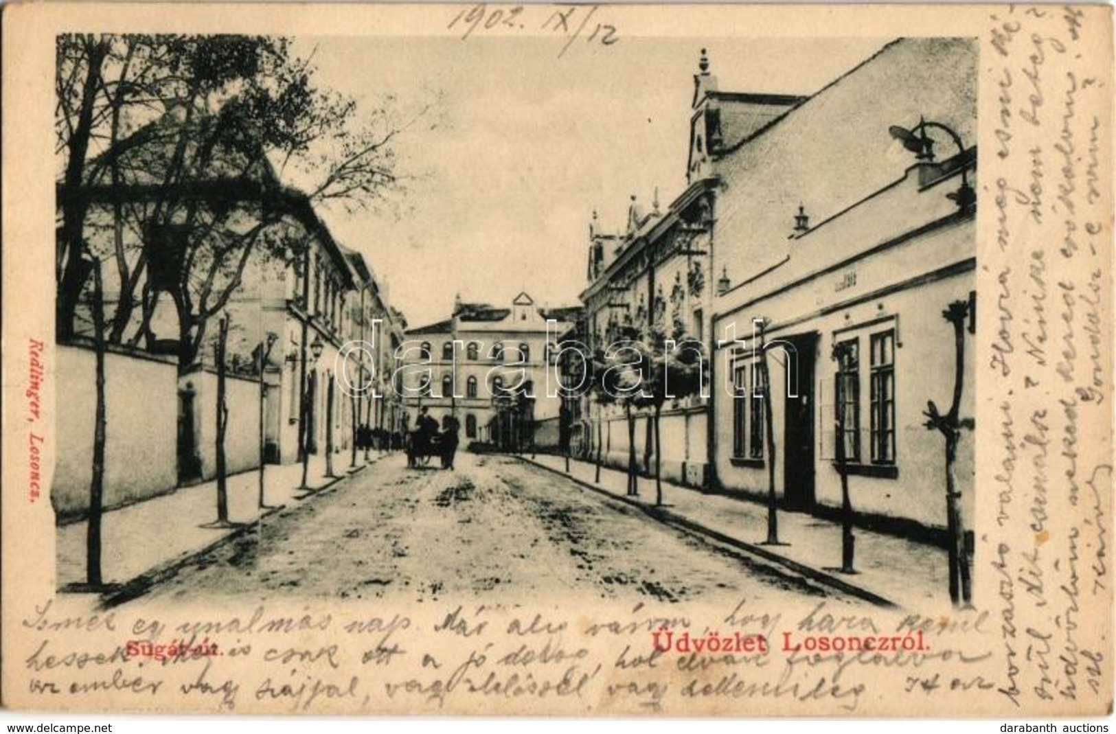 T2 1902 Losonc, Lucenec; Sugár út, Városi Vigadó és Szálló / Street, Redoute Hotel - Non Classés