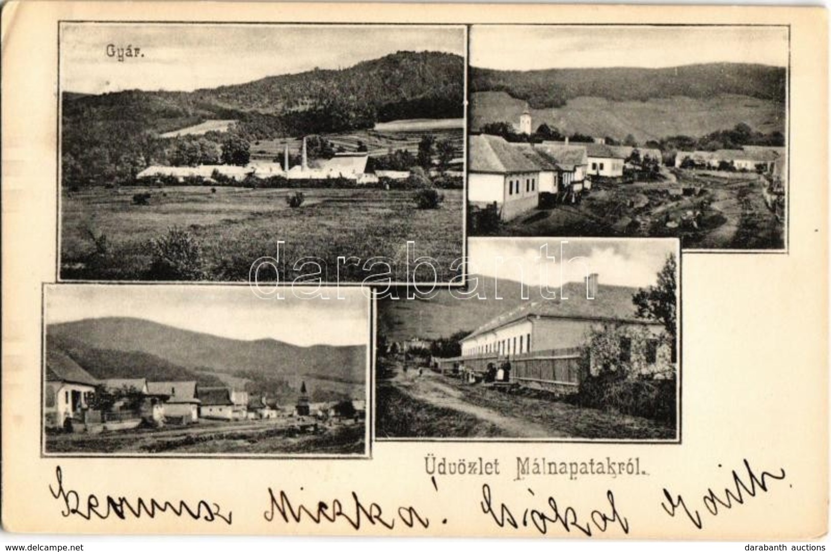 T2/T3 1906 Málnapatak, Málinec; üveggyár, Tér, Utca / Square, Street, Glass Factory  (EK) - Non Classés