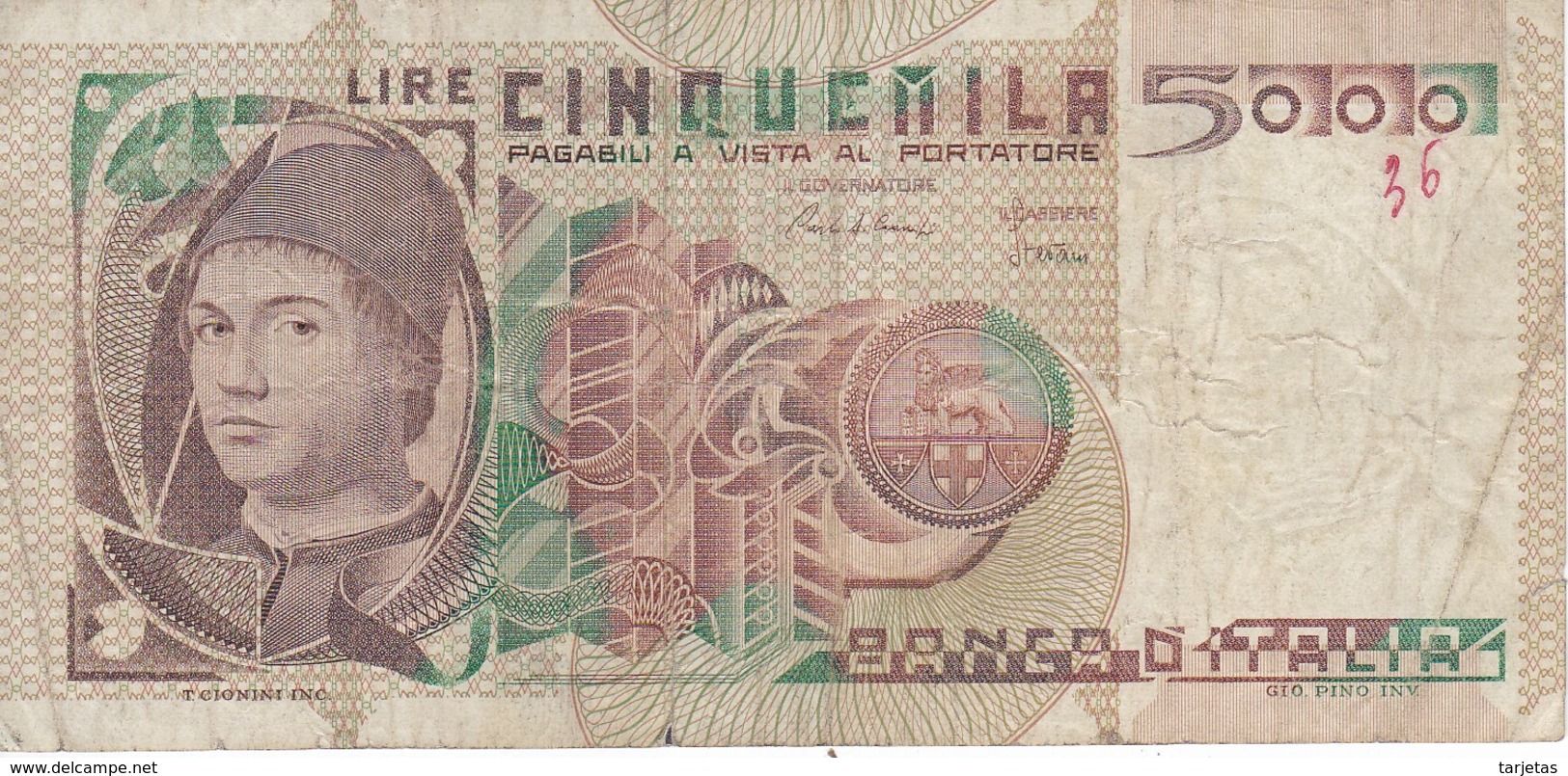 BILLETE DE ITALIA DE 5000 LIRAS DEL AÑO 1980  CIONINI  (BANKNOTE) - 5000 Liras