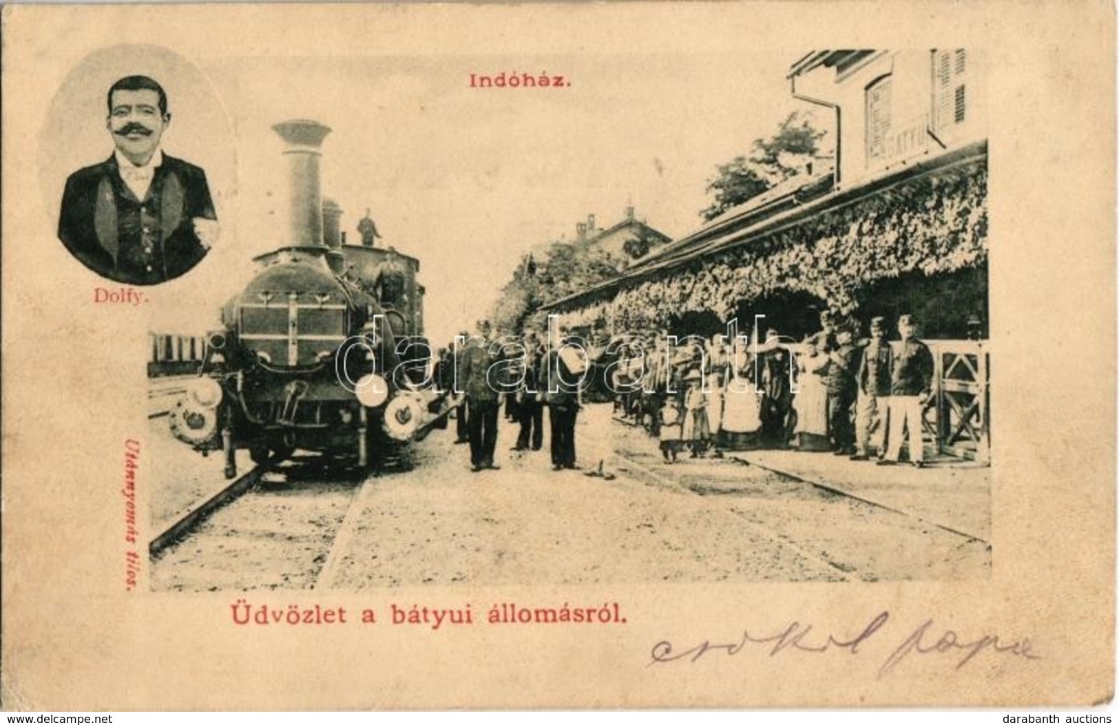 T2/T3 1902 Bátyú, Batyovo, Batiovo; Indóház, Vasútállomás, Gőzmozdony, Vasutasok, Dolfy. Kiadja Mezei Mór / Bahnhof / Ra - Non Classés