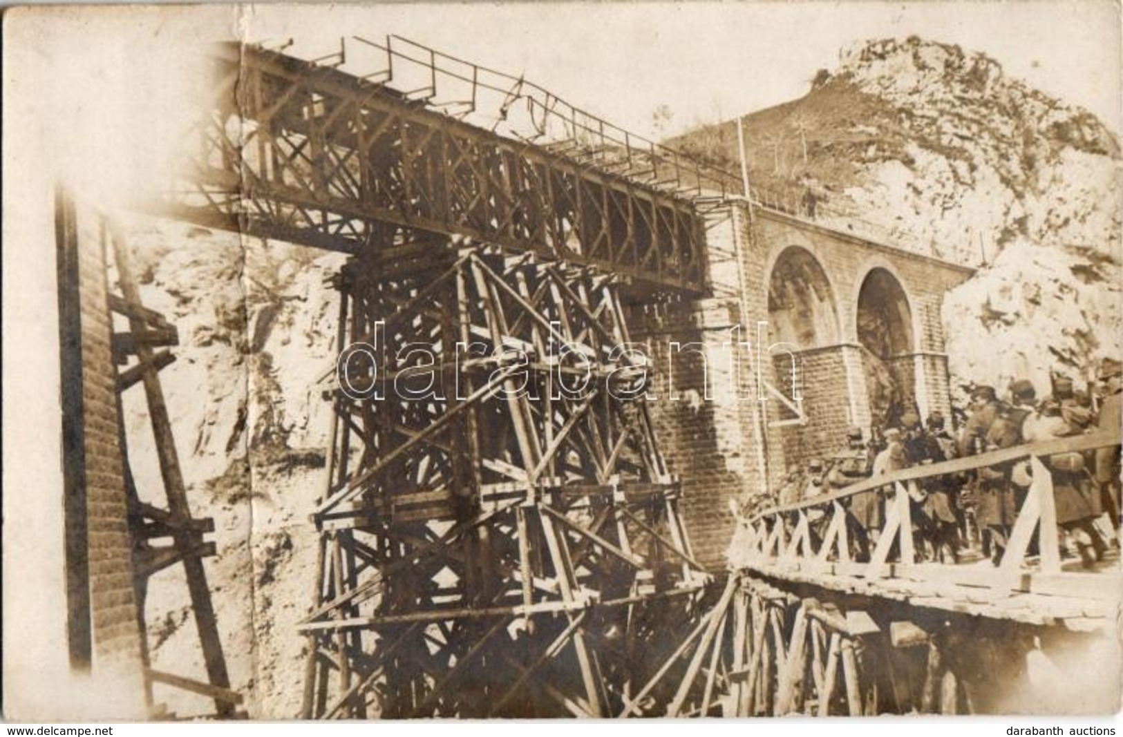** T3/T4 1915 Csorbadomb, Cserbin, Shcherbyn; Viadukt, Vasúti Híd újjáépítése Júliusban Az Uzsoki-szorosban állványzatta - Ohne Zuordnung