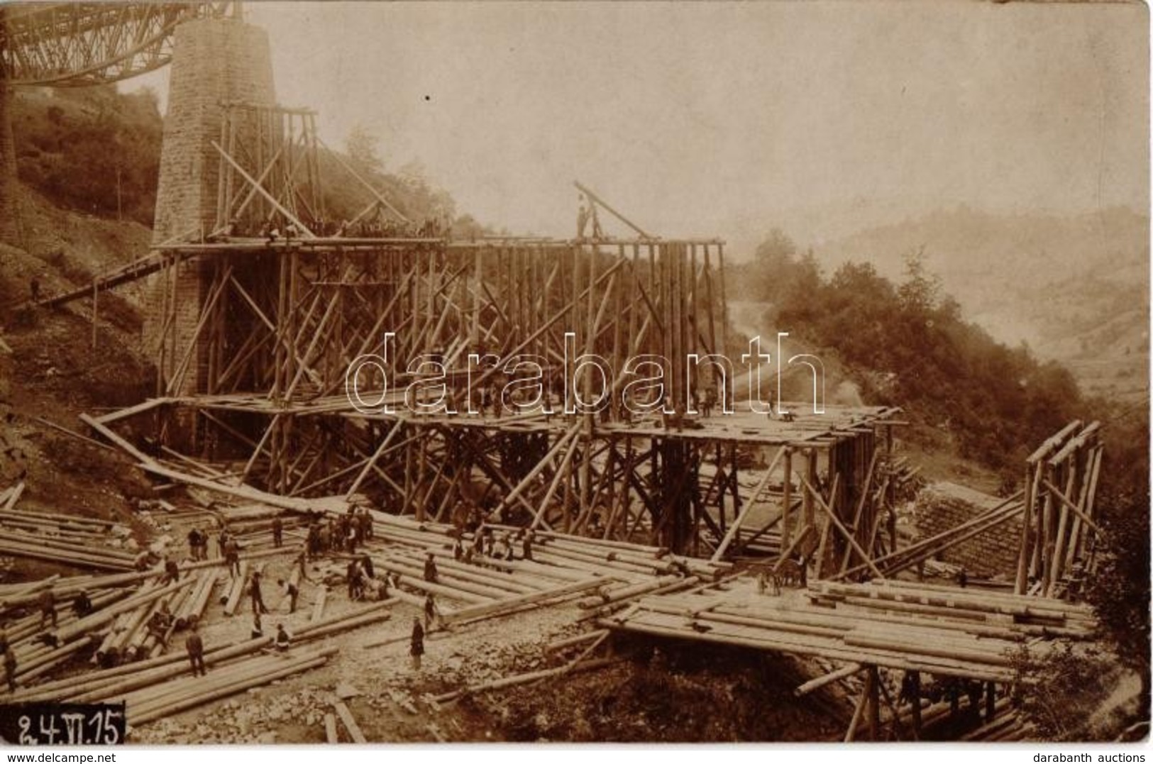 ** T2/T3 1915 Csorbadomb, Cserbin, Shcherbyn; Viadukt, Vasúti Híd újjáépítése Júliusban Az Uzsoki-szorosban állványzatta - Non Classés