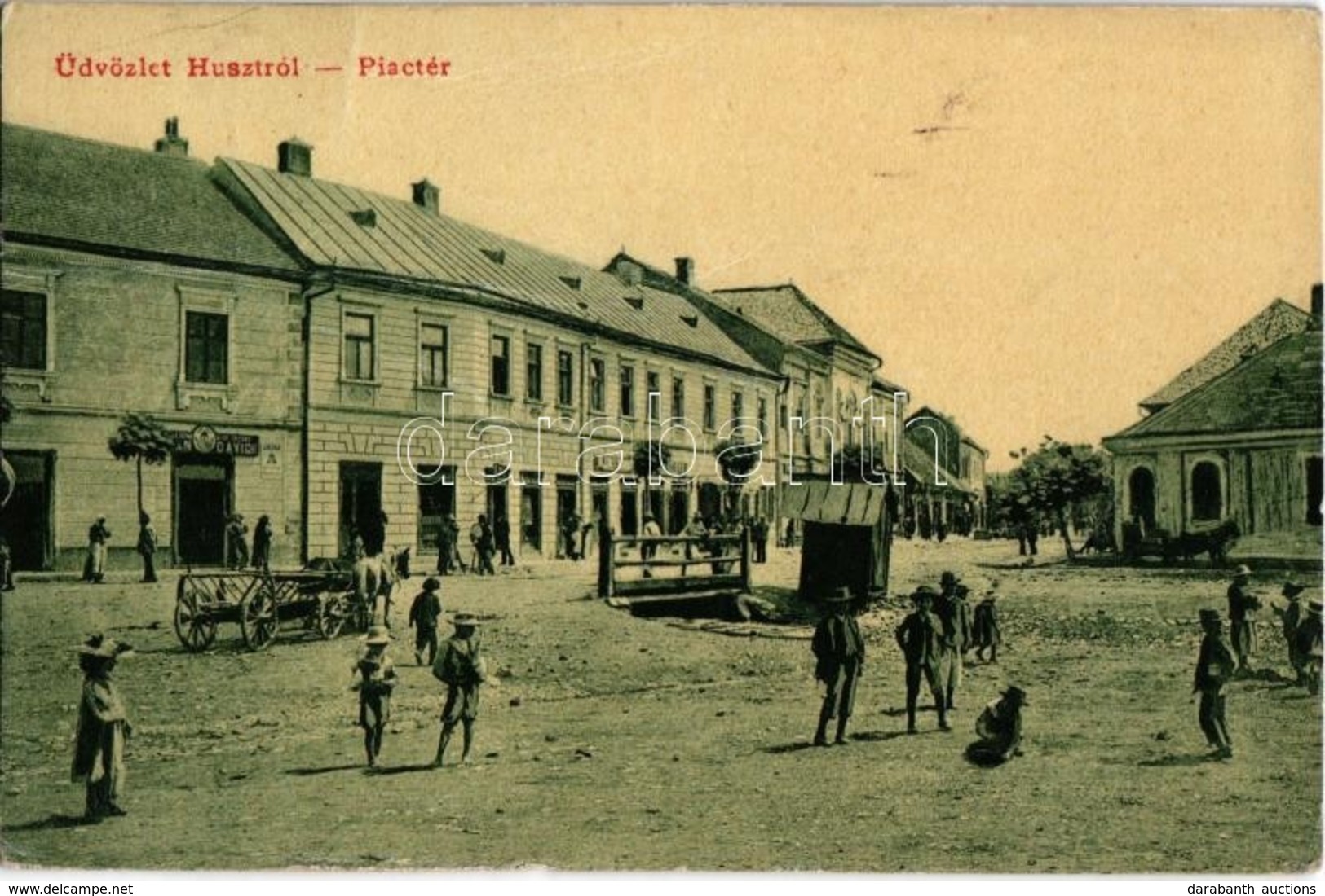 T3 1912 Huszt, Chust, Khust; Piac Tér, Kahan Dávidné Dohány, Szivar és Nagytőzsde. Ausländer Ignác Kiadása 1914. / Marke - Ohne Zuordnung