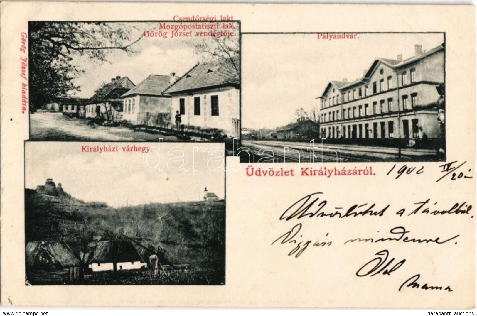 T2 1902 Királyháza, Koroleve; Vasútállomás, Várhegy, Csendőrségi Laktanya, Mozgóposta Tisztilak, Görög József Vendéglője - Ohne Zuordnung