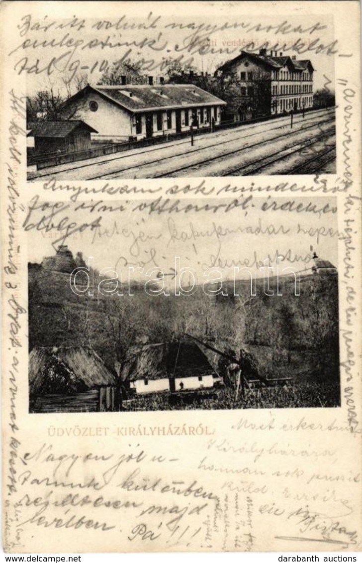 T2 1908 Királyháza, Koroleve; Vasúti Vendéglő és Tiszti Lak, Várhegy. Gödör Gyula Vasúti Vendéglős Kiadása / Railway Res - Unclassified