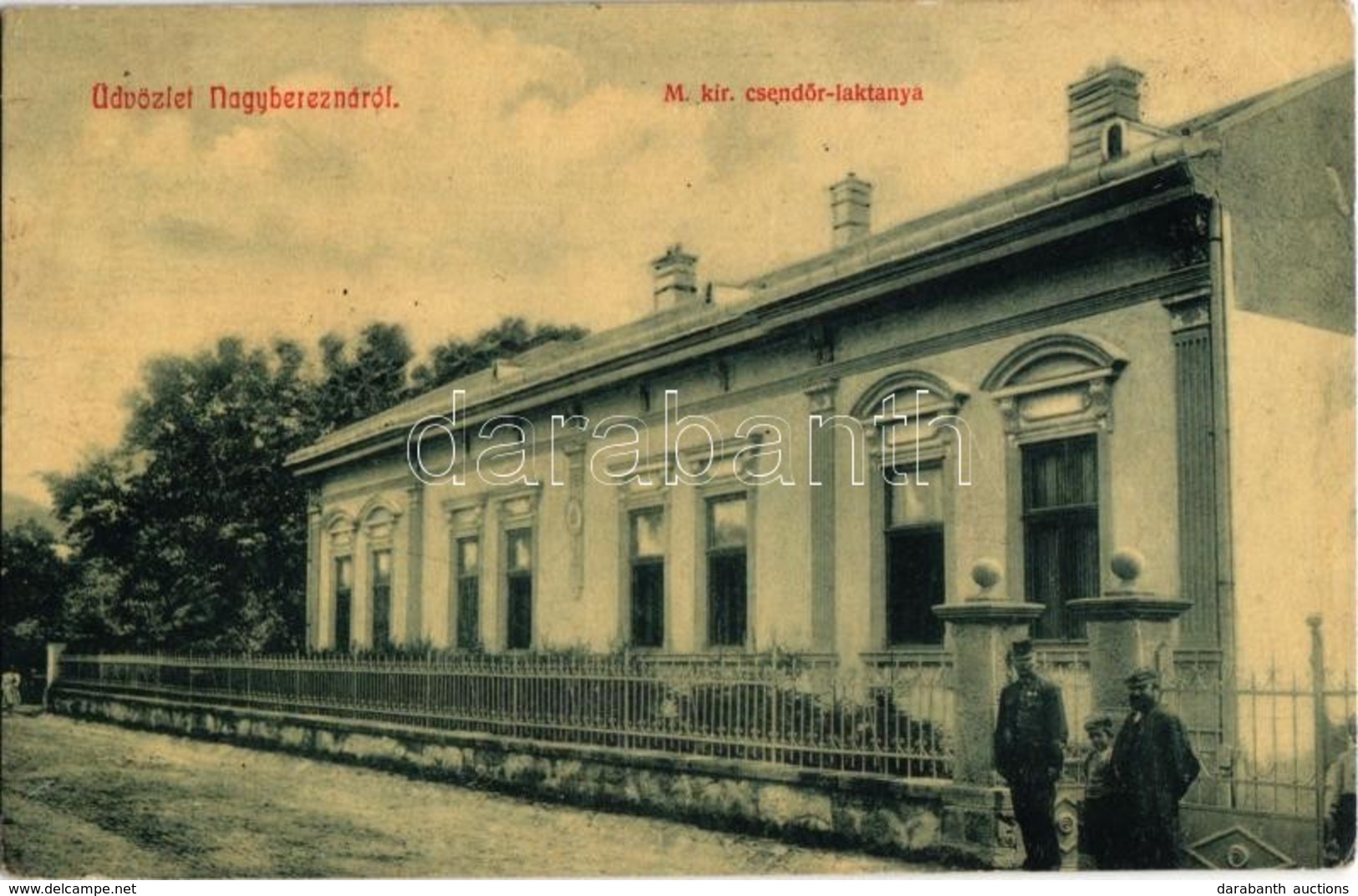 T2/T3 1909 Nagyberezna, Velykyi Bereznyi, Velky Berezny; M. Kir. Csendőr Laktanya. W. L. 2775. / Gendarmerie Barracks (E - Ohne Zuordnung