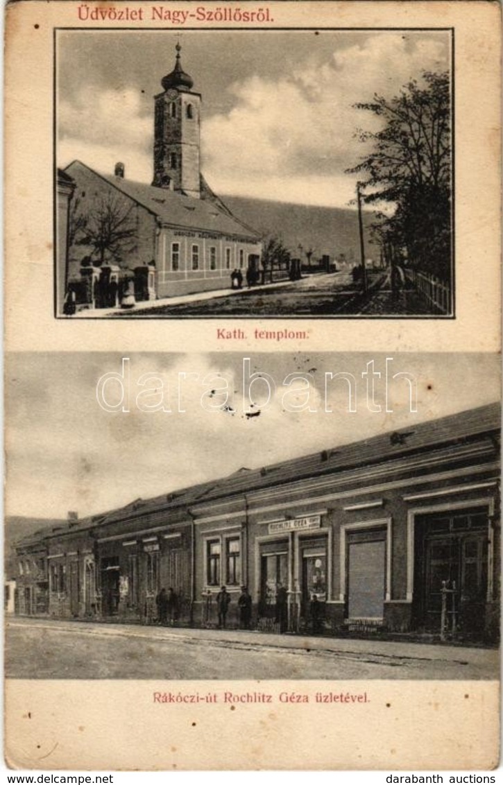T2/T3 1909 Nagyszőlős, Nagyszőllős, Vynohradiv (Vinohragyiv), Sevlus; Katolikus Templom, Rákóczi út, Ugocsai Központi Kö - Ohne Zuordnung
