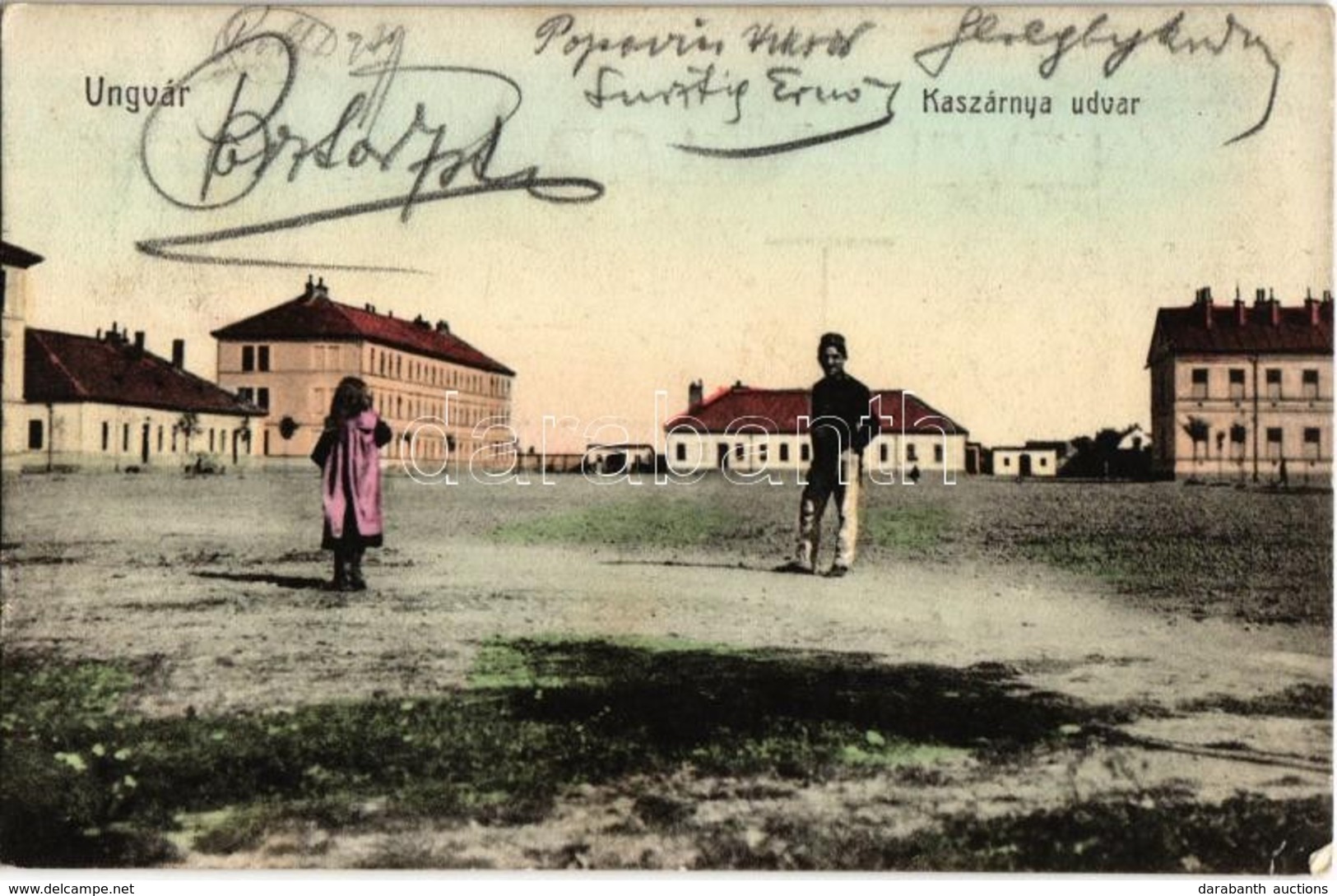 * T2/T3 1911 Ungvár, Uzshorod, Uzhorod; Kaszárnya Udvar, Laktanya / K.u.K. Military Barracks (EK) - Ohne Zuordnung