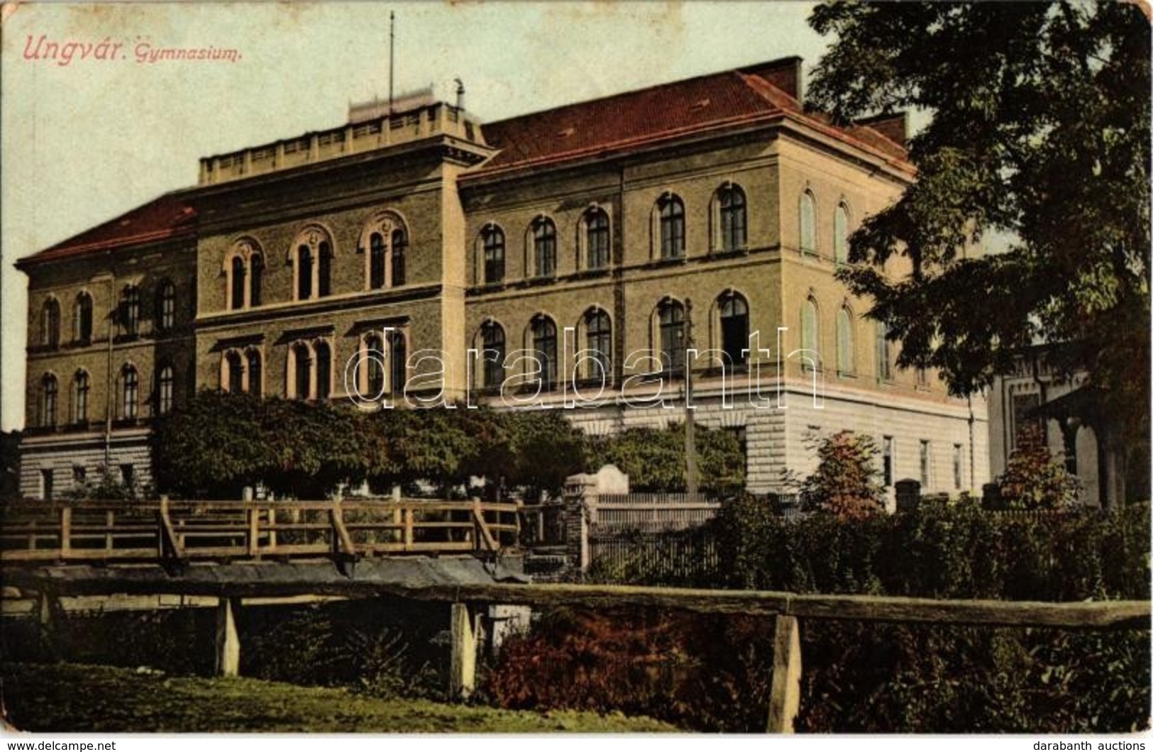 T2 1910 Ungvár, Uzshorod, Uzhorod; Gimnázium, Híd / Grammar School, Bridge - Ohne Zuordnung