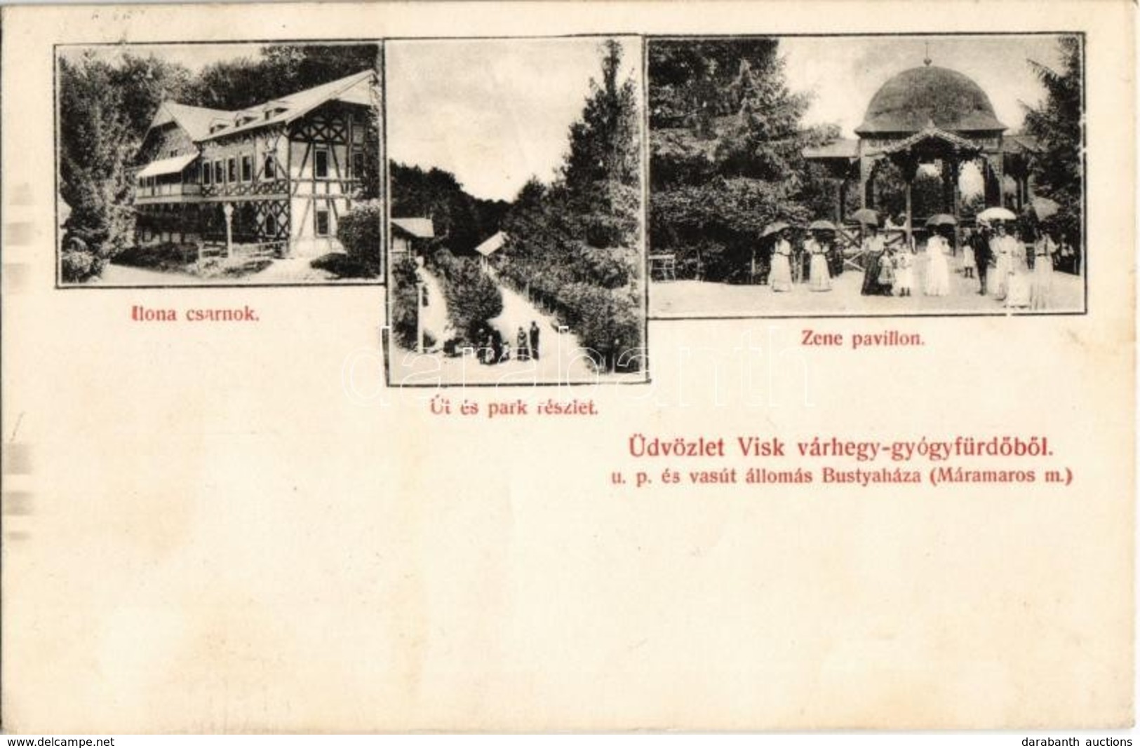 T2 Visk, Várhegy-gyógyfürdő, Vyshkovo (Máramaros); Ilona Csarnok, út és Park, Zene Pavilon / Hall, Street, Park, Music P - Non Classés