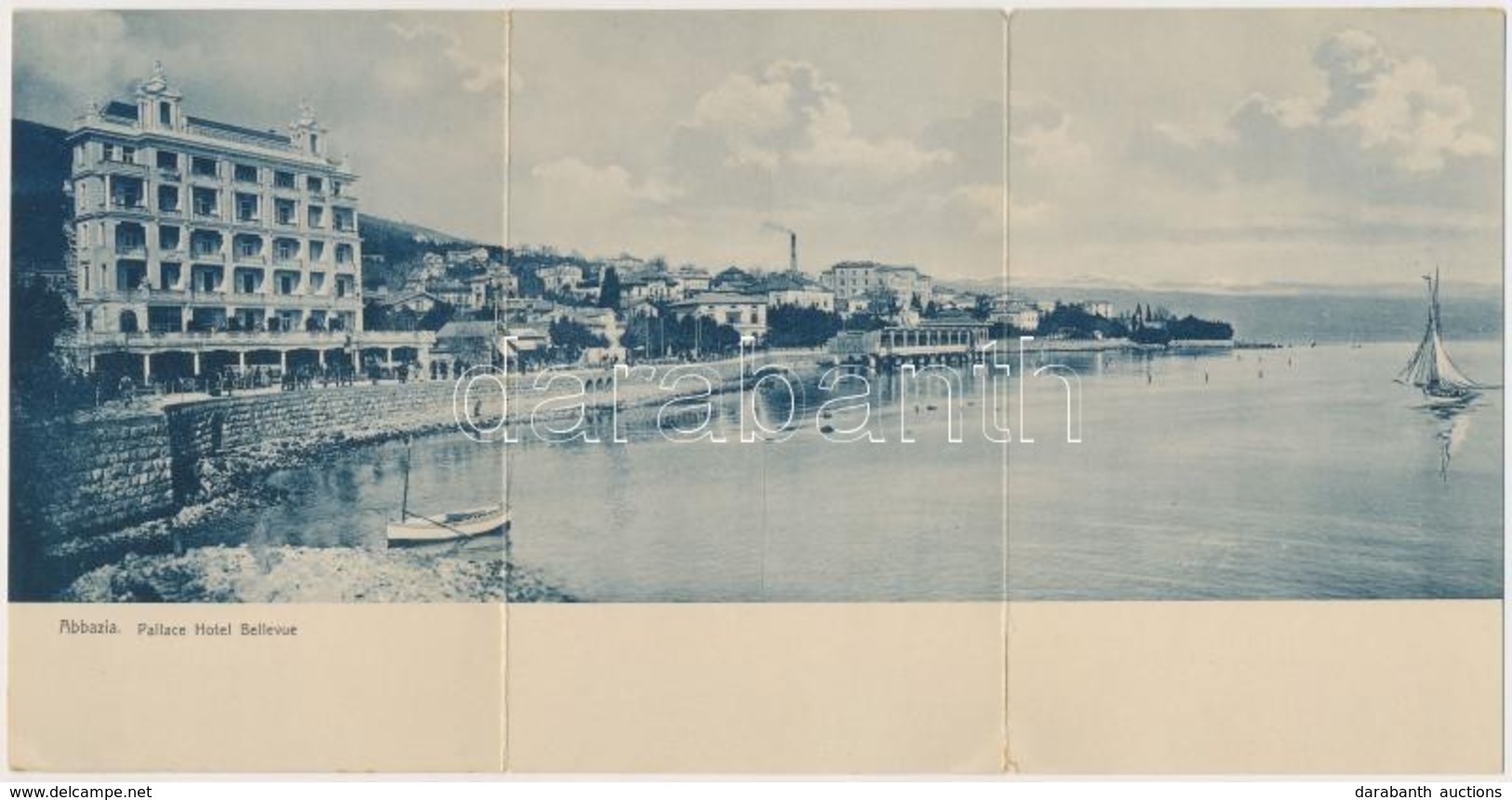 T2/T3 1907 Abbazia, Opatija; Palace Hotel Bellevue. 3-tiled Folding Card - Non Classés