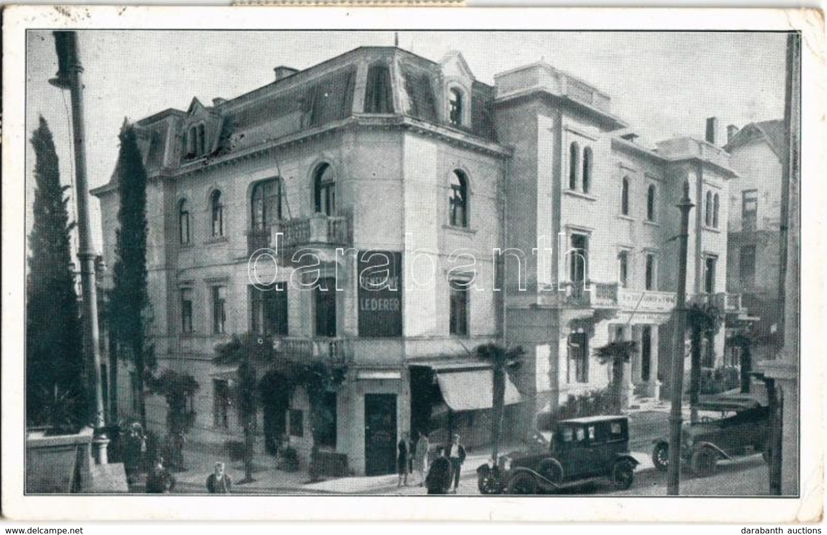 T2/T3 Abbazia, Opatija; Pensione Al Parco (Ex Lederer) / Hotel With Automobiles  (EK) - Ohne Zuordnung