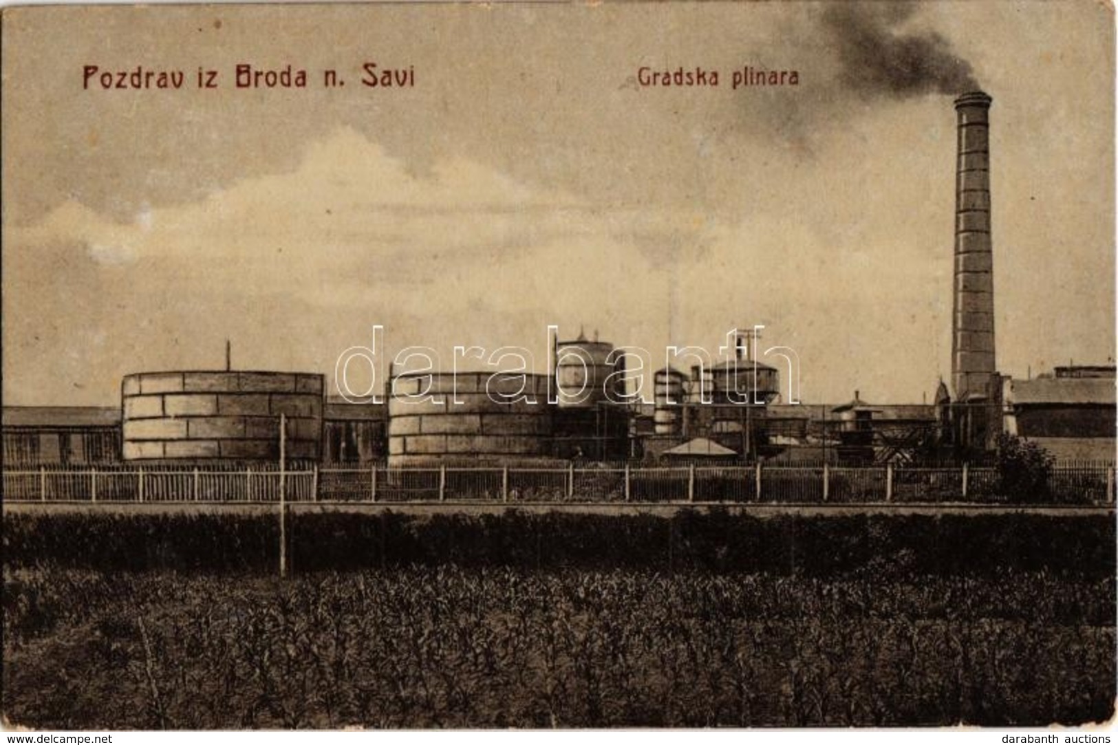 T2 1909 Bród, Nagyrév, Slavonski Brod, Brod Na Savi; Városi Gázgyár / Gradska Plinara / Gas Factory. W.L. Bp. 4985. - Non Classés