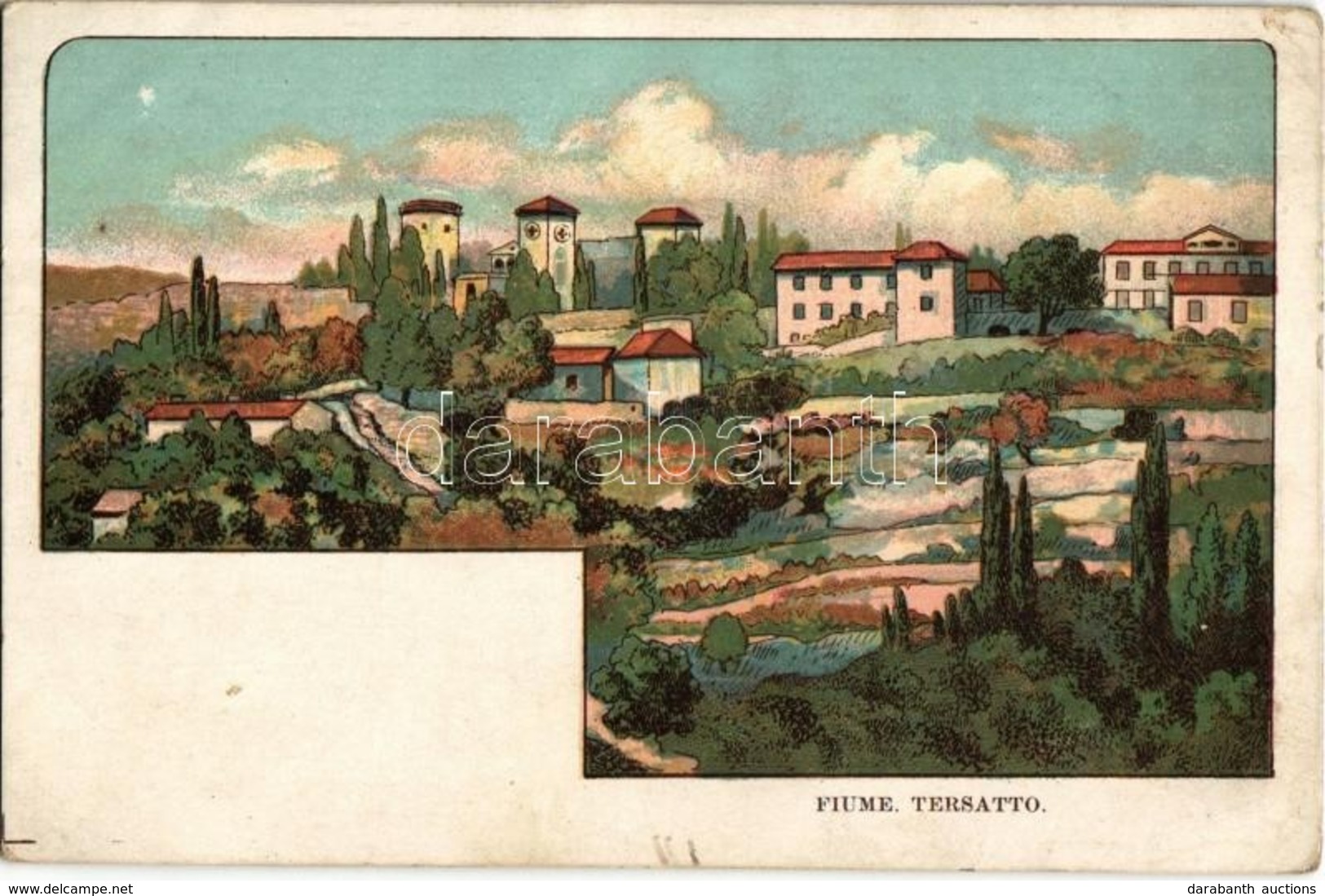 ** T2/T3 Fiume, Rijeka; Tersatto / Trsat. Litho (tiny Tear) - Non Classés