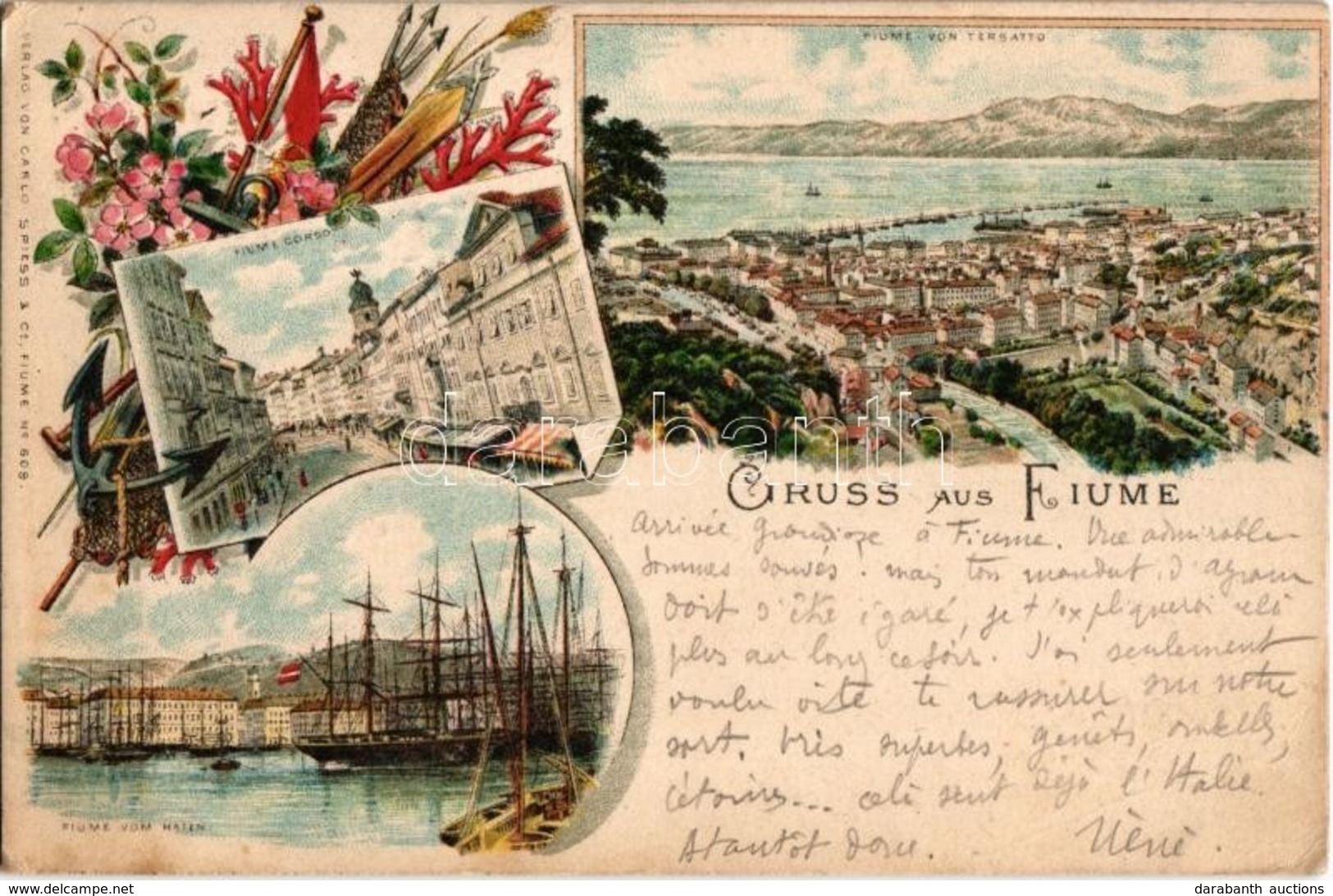 T2/T3 1897 (Vorläufer!) Fiume, Rijeka; Corso, Von Tersatto, Vom Hafen / Street, View From Trsat And The Harbour. Carlo S - Non Classés