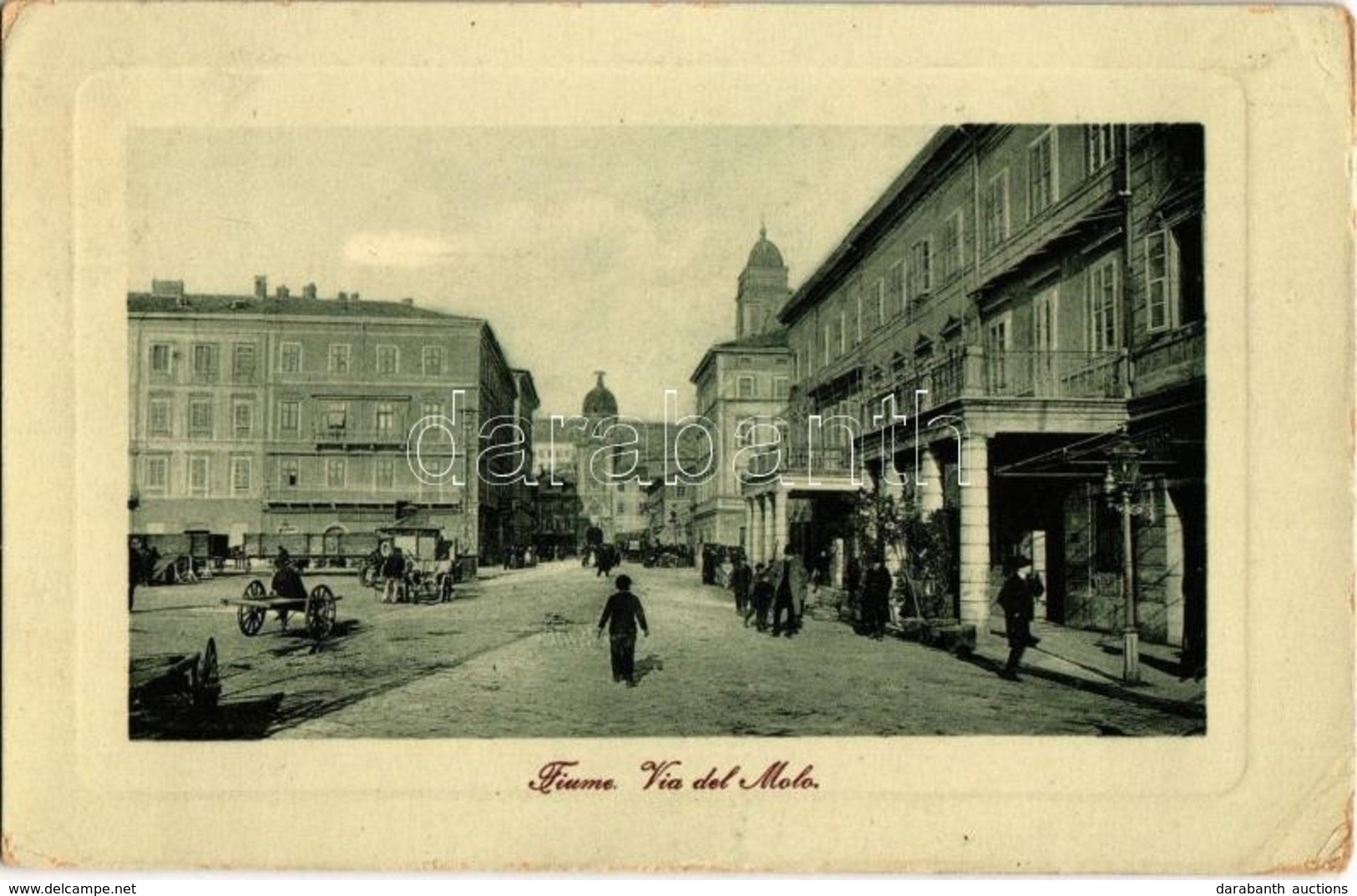 T2/T3 1916 Fiume, Via Del Molo / Utcakép, Piaci árusok, Rakpart. W. L. Bp. 4011. / Street View, Market Vendors, Wharf, Q - Non Classés