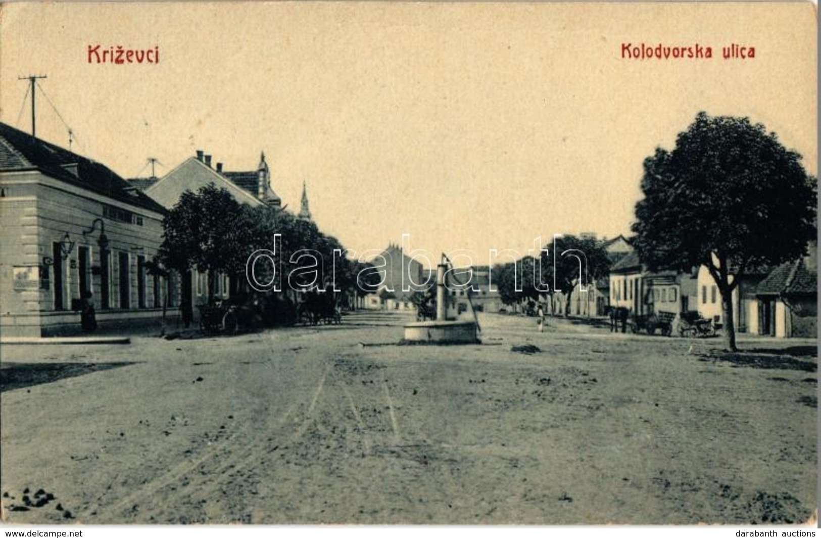 T2/T3 1909 Kőrös, Krizevac, Krizevci; Vasút Utca. W.L. Bp. 1568. / Kolodvorska Ulica / Street View - Ohne Zuordnung