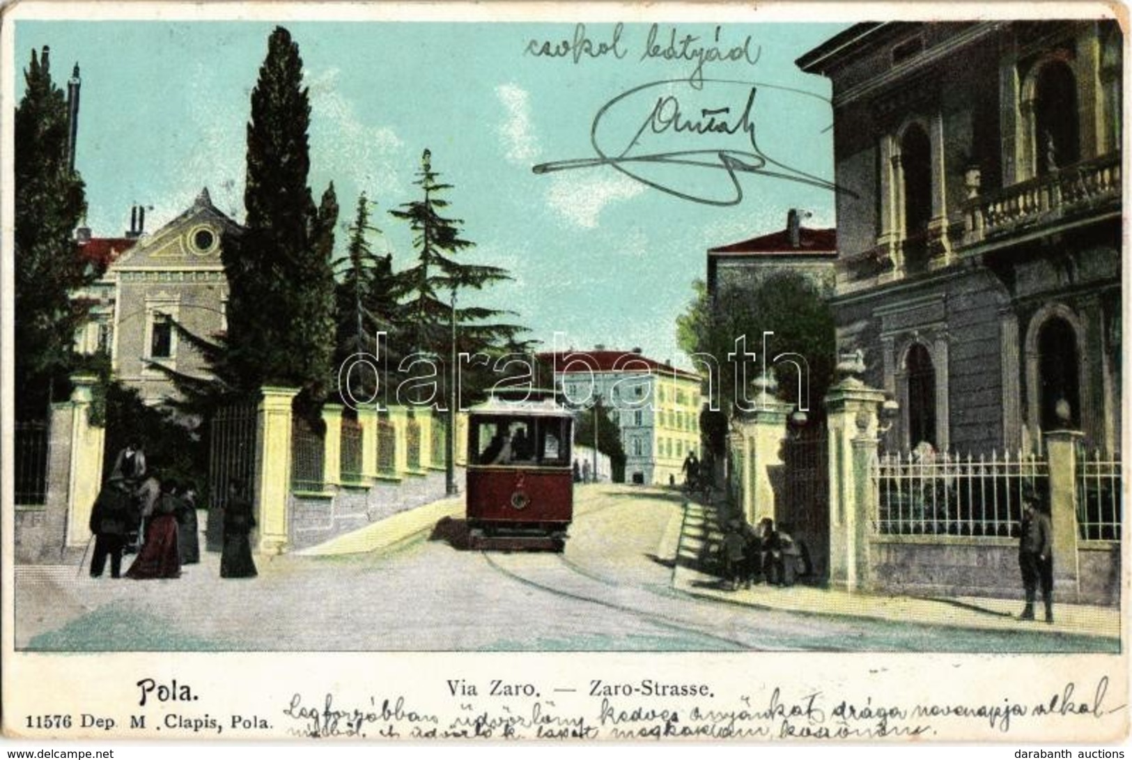 T2/T3 1905 Pola, Pula; Via Zaro / Street View With Tram - Non Classés