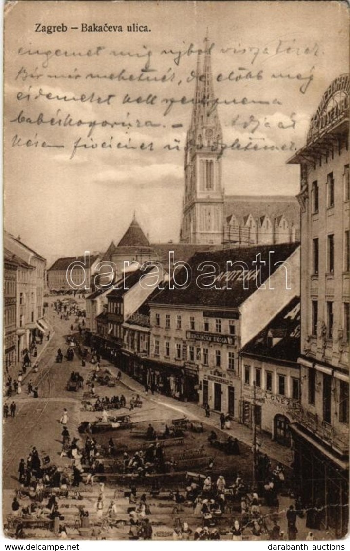 T3 1914 Zágráb, Zagreb; Bakaceva Ulica, Apoteka, Krojacka Skola, Kaptolska Ljekarna / Utcakép, Gyógyszertár, Iskola, Pia - Non Classés