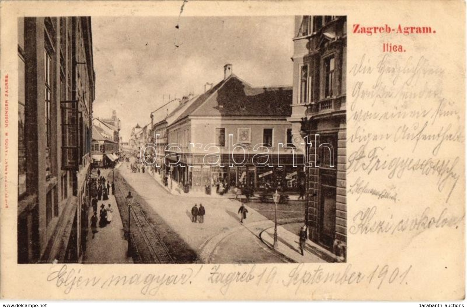T2 1901 Zágráb, Zagreb; Ilica / Utcakép, M. Drucker üzlete / Street View With The Shop Of M. Drucker - Non Classés