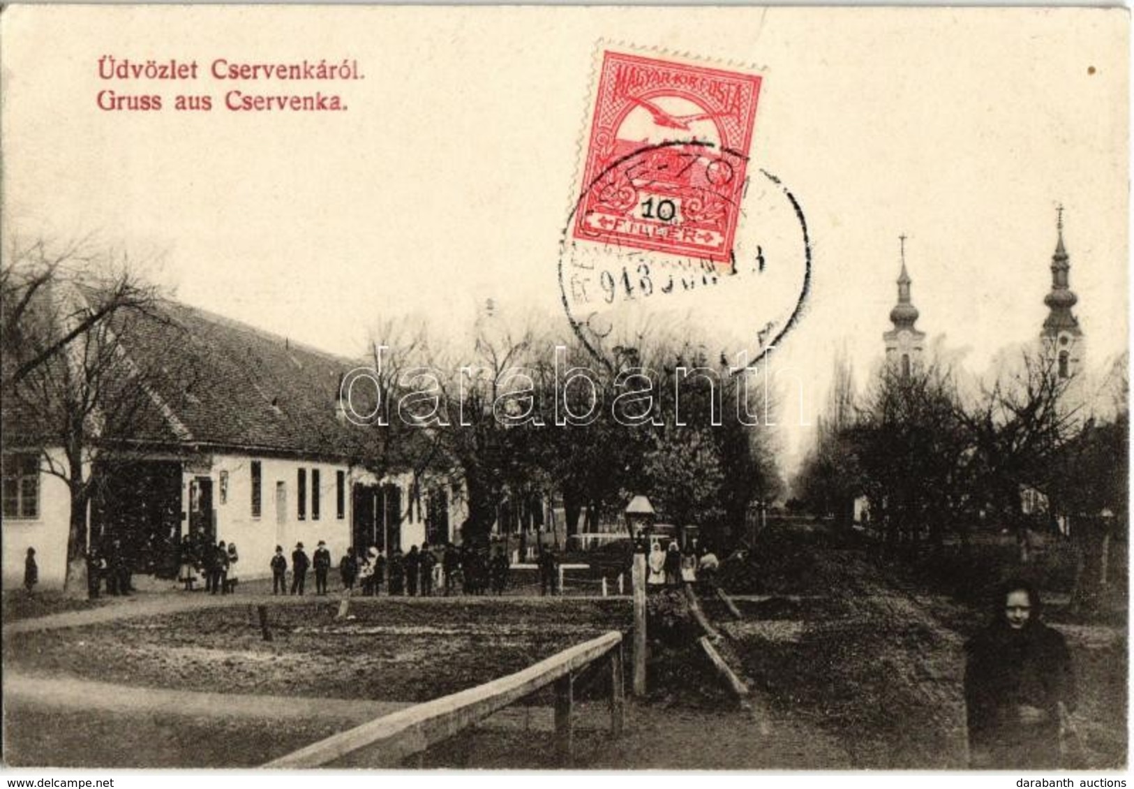 T2/T3 1913 Cservenka, Crvenka; Utcakép, Templom, üzlet / Street View With Church And Shop. TCV Card - Non Classés