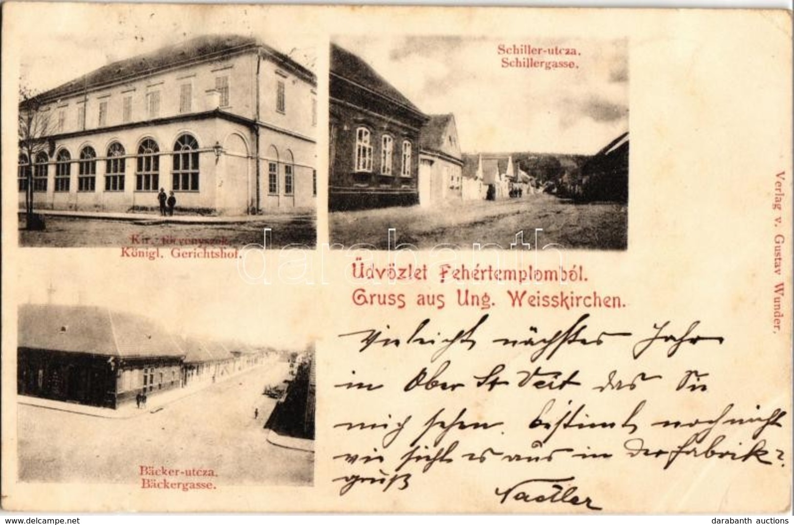 T2/T3 1900 Fehértemplom, Ung. Weisskirchen, Bela Crkva; Királyi Törvényszék, Bäcker és Schiller Utca. Gustav Wunder Kiad - Unclassified