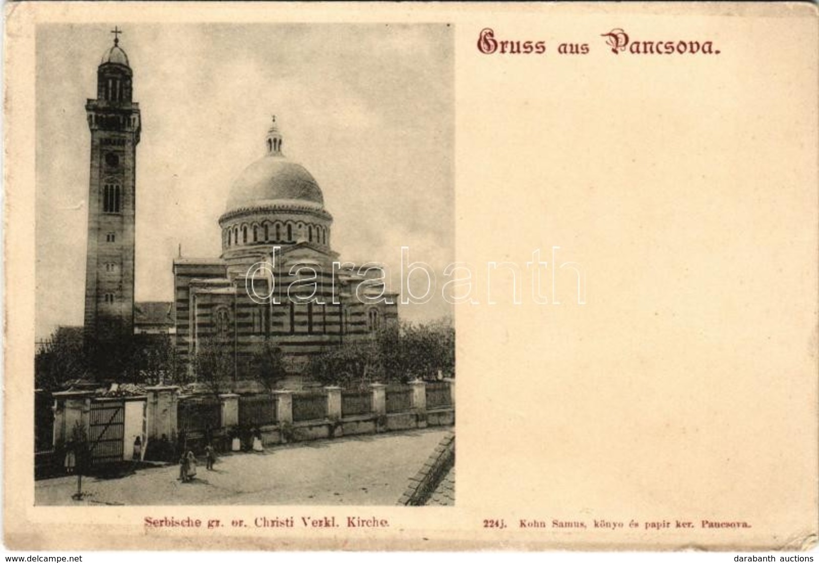 ** T2/T3 Pancsova, Pancevo; Szerb Görögkeleti Christi Verkl. Templom. Kohn Samu Kiadása / Serbian Greek Orthodox Church  - Non Classés