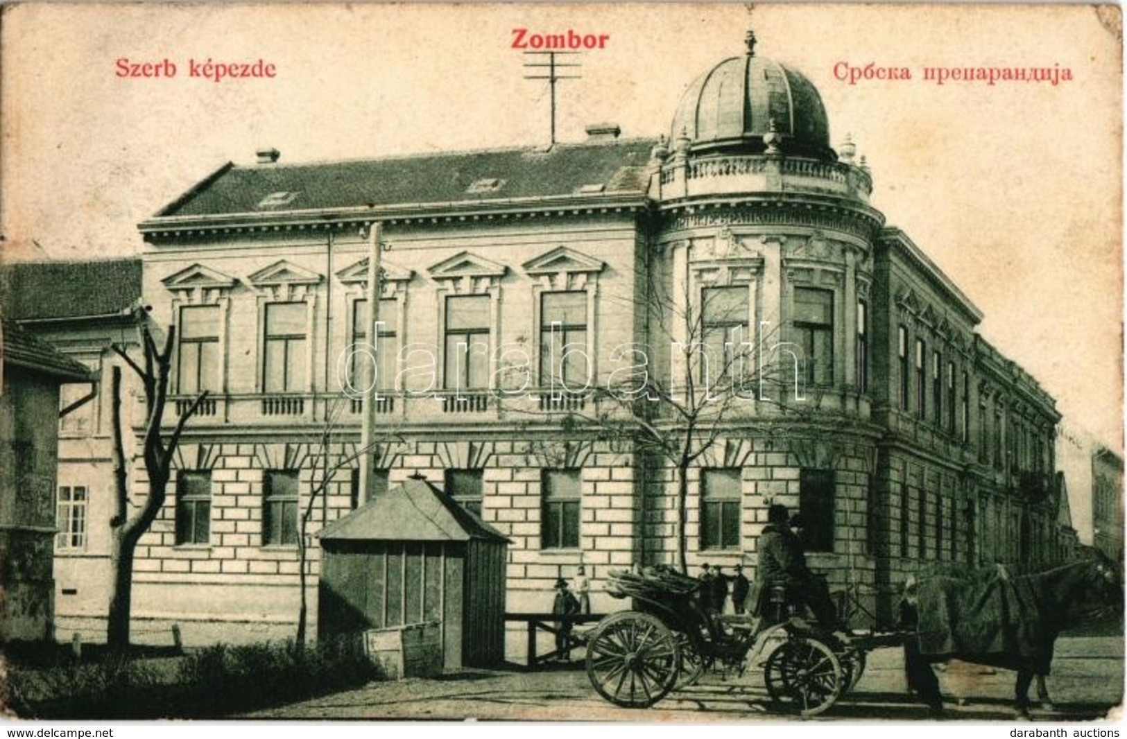 T2/T3 1906 Zombor, Sombor; Szerb Tanító Képezde, Lovashintó / Serbian Teachers Training School, Chariot (EK) - Non Classés