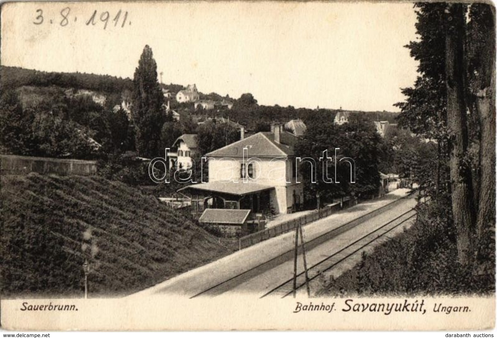 T2/T3 1911 Savanyúkút, Sauerbrunn; Vasútállomás / Bahnhof / Railway Station (EK) - Unclassified
