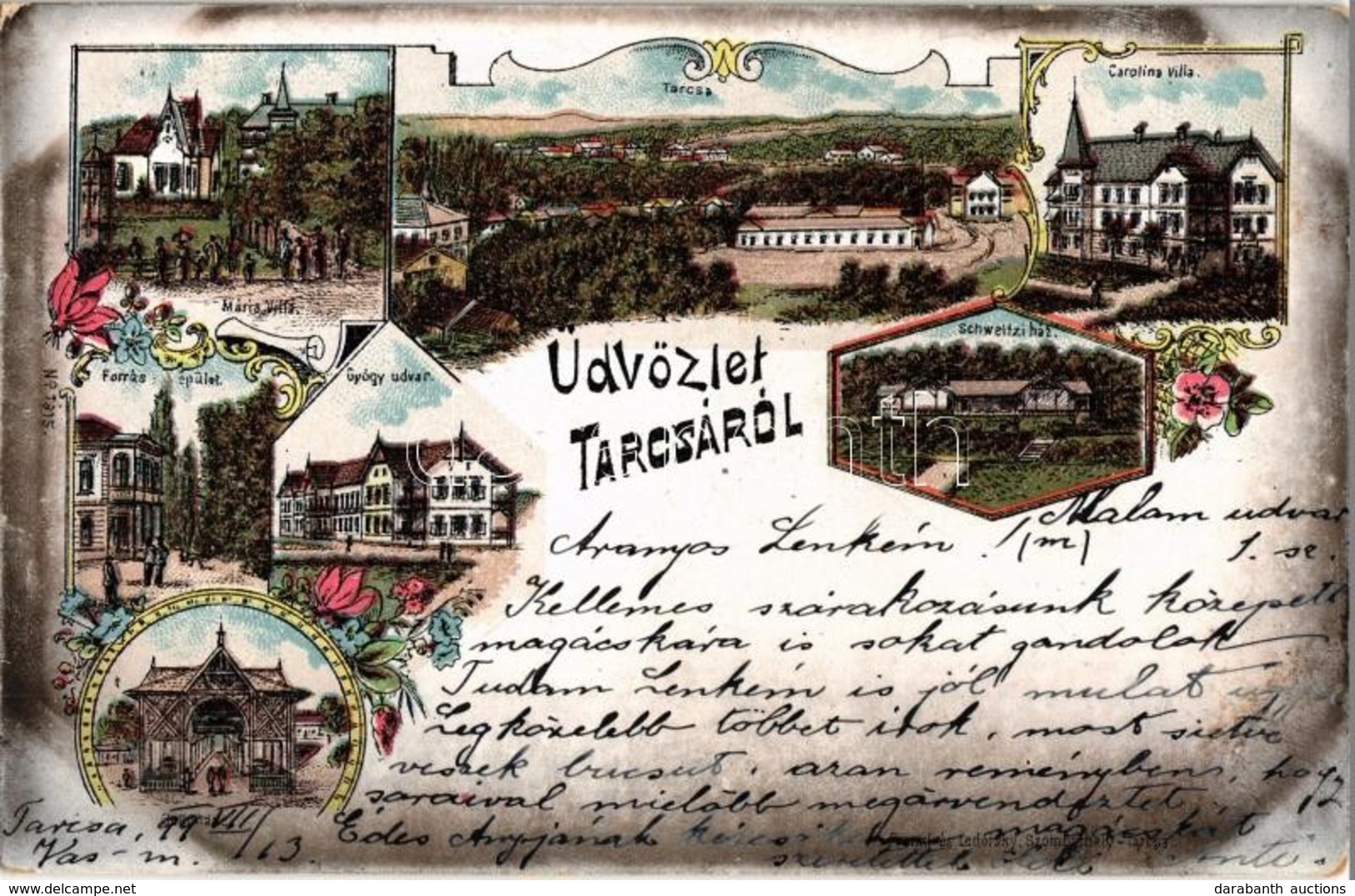 T2/T3 1899 Tarcsa, Tatzmannsdorf; Carolina és Mária Villa, Schweitzi Ház, Gyógyudvar, Forrás épület, Colonnade / Villas, - Unclassified