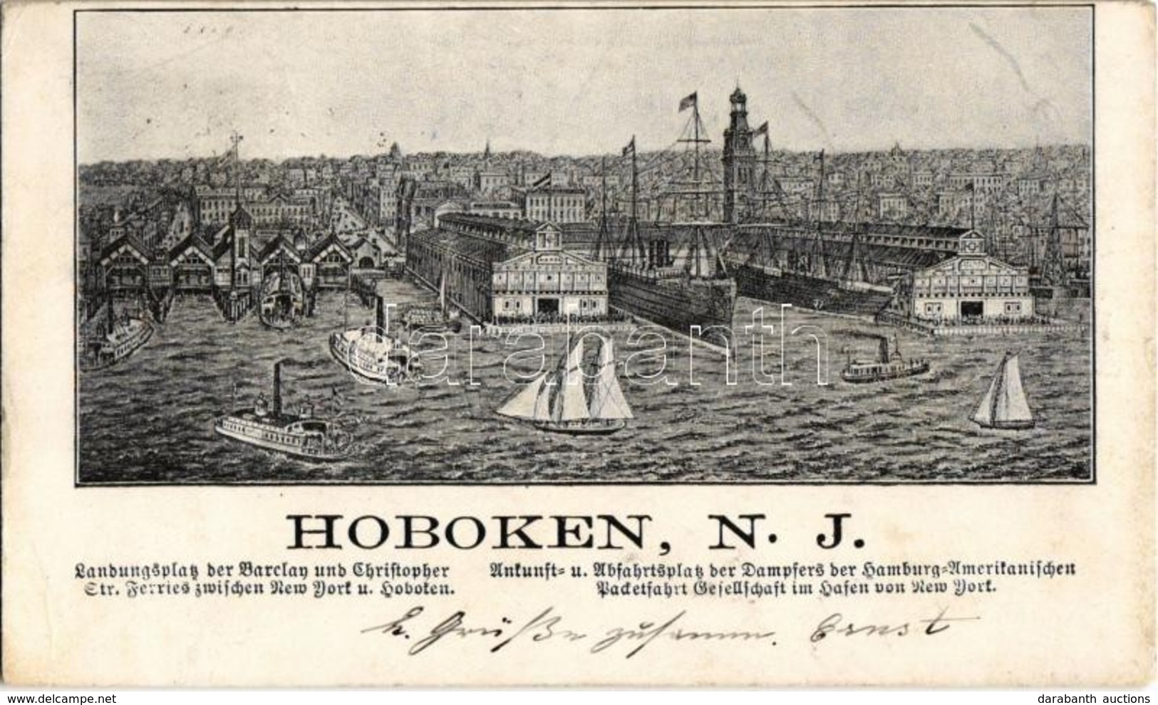 T2/T3 1901 Hoboken, New Jersey; Landungsplatz Der Barclay Und Christopher Etr. Ferries Zwischen New York Und Hoboken. Un - Non Classés