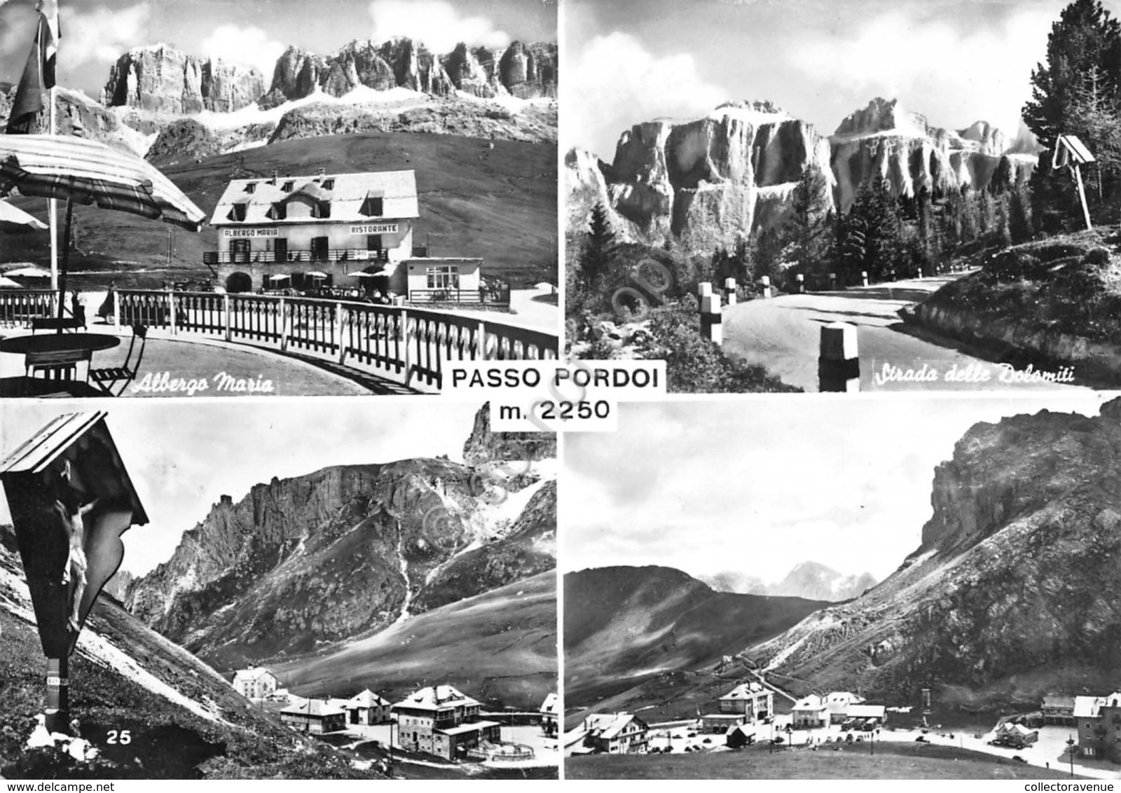 Cartolina Passo Pordoi 4 Vedute Albergo Maria  (Trento) - Trento