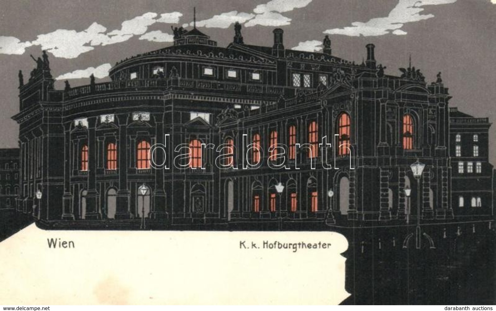 ** T2/T3 Vienna, Wien; K.k. Hofburgtheater / Theatre At Night. Art Nouveau Art Postcard - Ohne Zuordnung