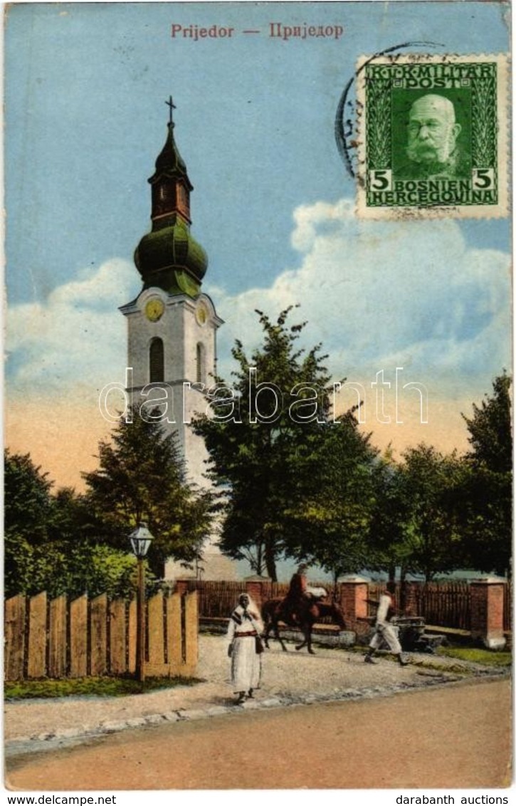 T2 Prijedor, Street View With Church. TCV Card - Ohne Zuordnung