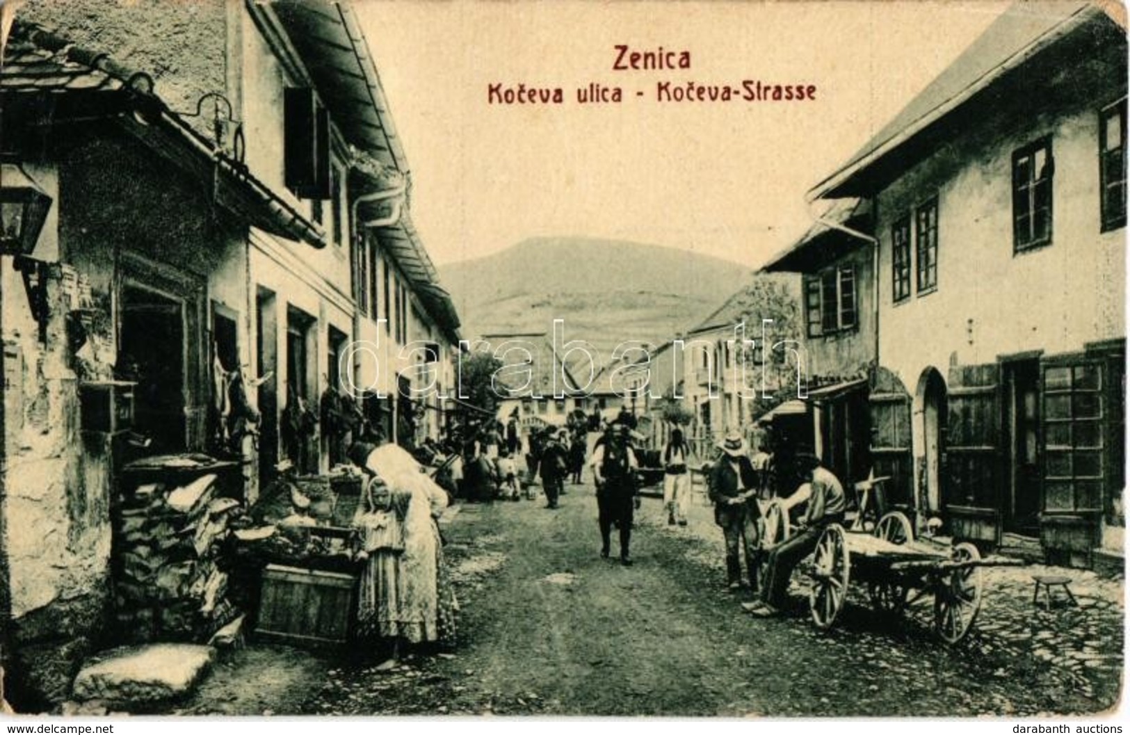 T2/T3 Zenica, Koceva Ulica / Koseva Strasse / Street View With Cart And Butcher Shop. W.L. Bp. 4873.  (EK) - Ohne Zuordnung