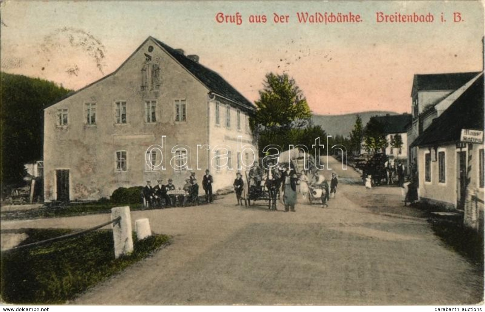 T2 Potucky, Breitenbach In Böhmen; Gruss Aus Der Waldschänke / Street View With Hotel And Restaurant - Zonder Classificatie