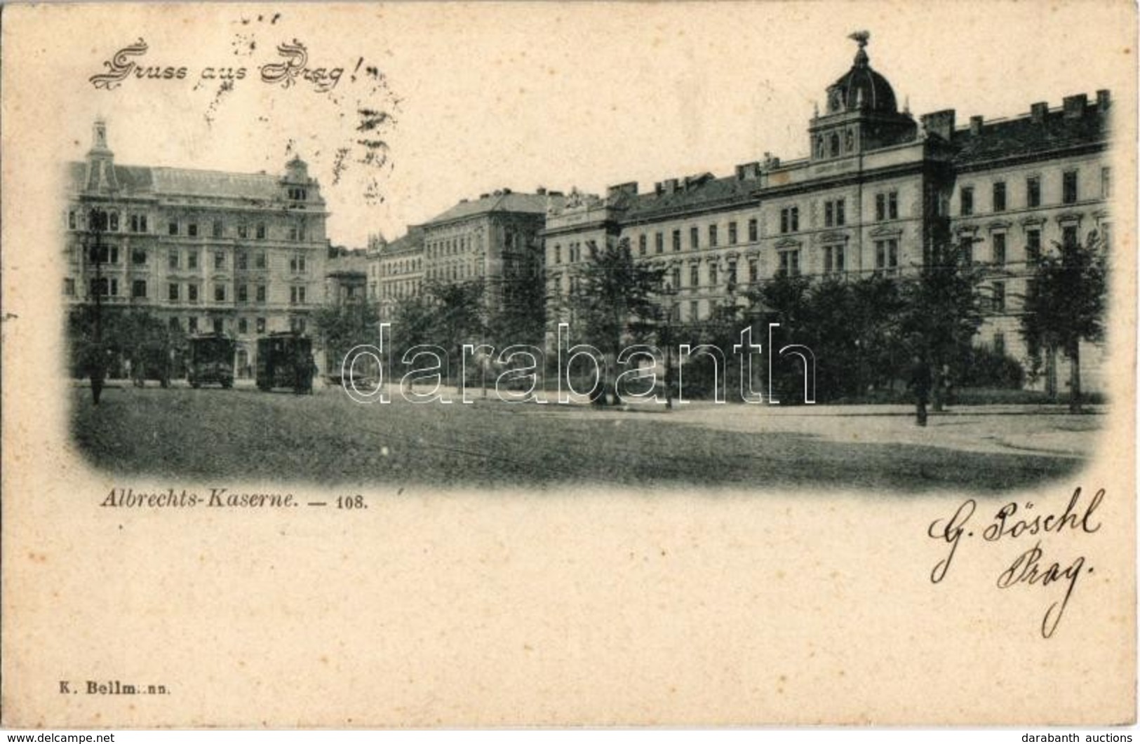 T2 1898 (Vorläufer!) Praha, Prag, Prague; Albrechts-Kaserne / Military Barracks, Horse-drawn Trams - Ohne Zuordnung