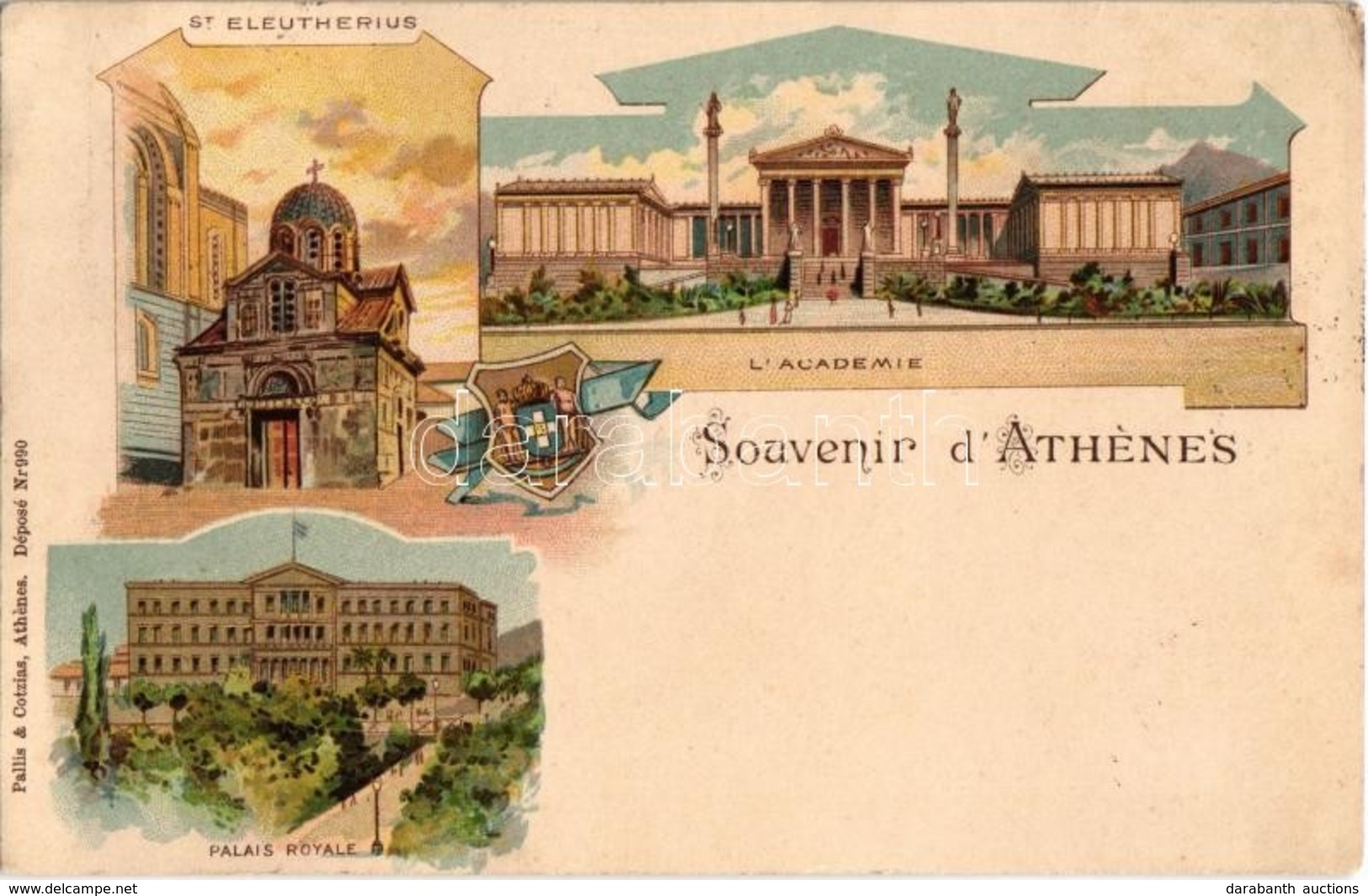 T2/T3 1899 (Vorläufer!) Athens, Athénes; St. Eleutherius, Palais Royale, L'Academie. Pallis & Cotzias Litho  (EK) - Non Classés