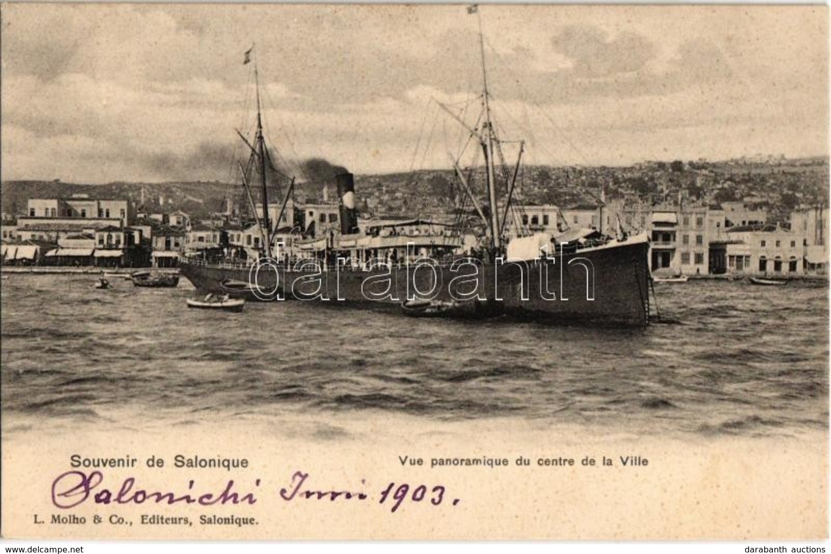 * T1/T2 1903 Thessaloniki, Salonique; Vue Panoramique Du Centre De La Ville / SS Samos In The Port - Non Classés