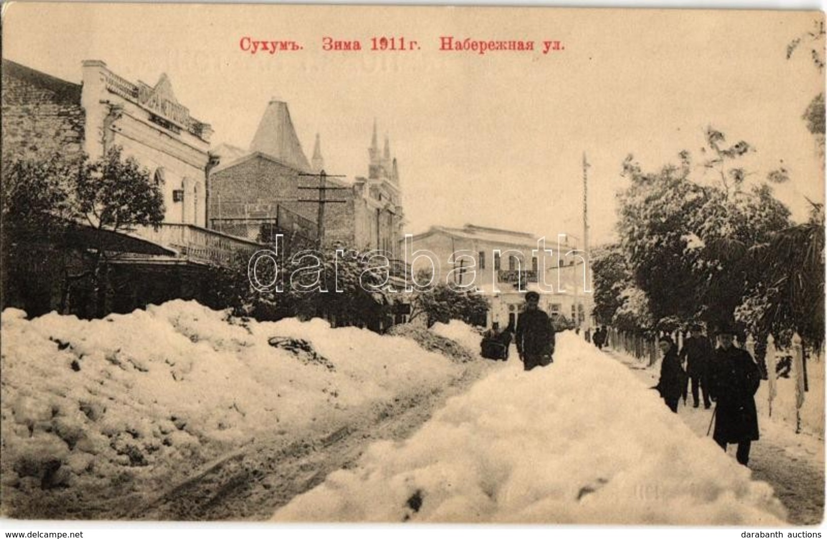 ** T2/T3 Sukhumi, Sokhumi; Hiver 1911. Rue Nabereshnaia / Naberezhnaya Ul / Street View In The Winter Of 1911. Hotel Ori - Unclassified