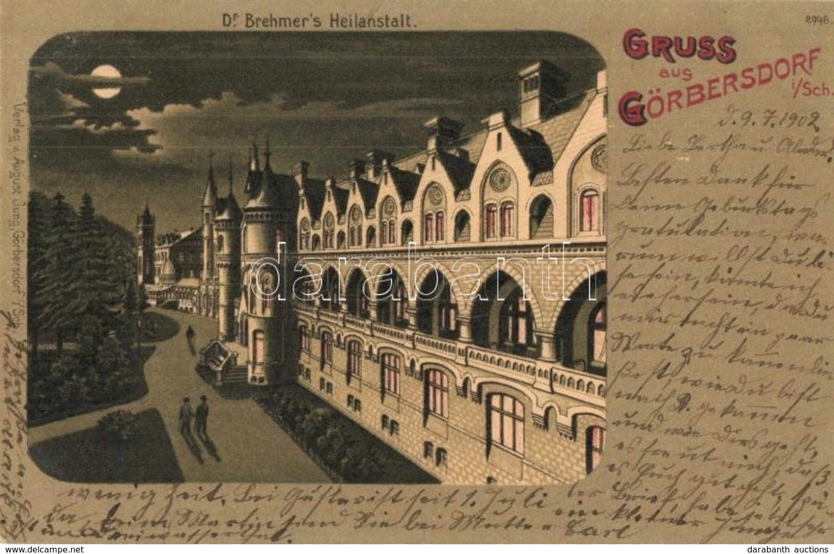 T2/T3 Sokolowsko, Görbersdorf; Dr. Brehmer's Heilanstalt / Spa Sanatorium. August Jung's Litho - Zonder Classificatie