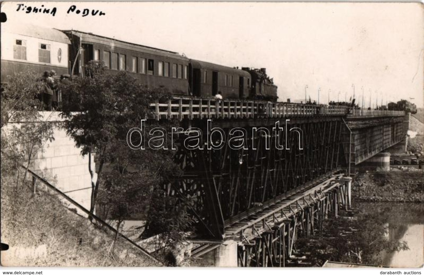 * T2/T3 Tighina, Bender; Podul / Railway Bridge Construction, Load Test With Train. Photo - Unclassified