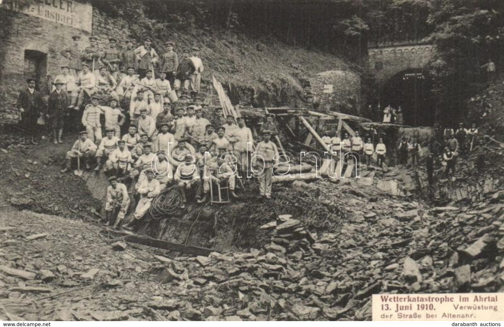 ** T1/T2 1910 Ahrtal, Ahr Valley; Wetterkatastrophe, Verwüstung Der Strasse Bei Altenahr / Flood Disaster, Devastation O - Non Classés