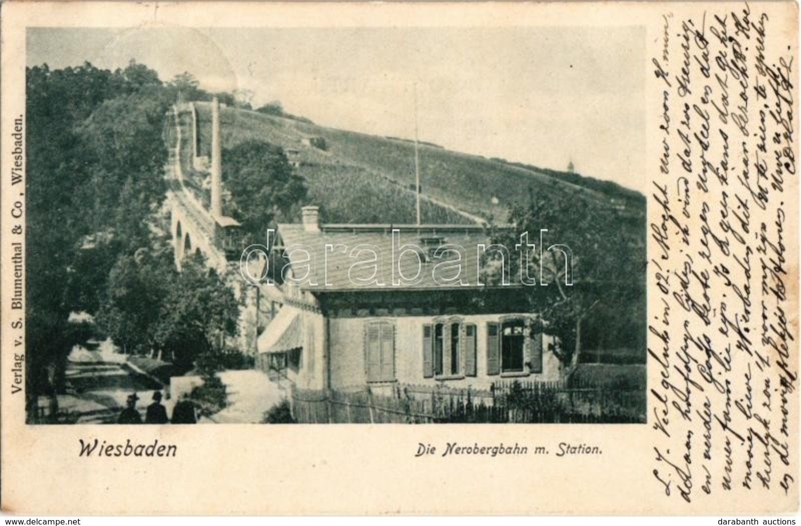 T2 1901 Wiesbaden, Nerobergbahn Mit Station / Funicular Railway With Station - Non Classés