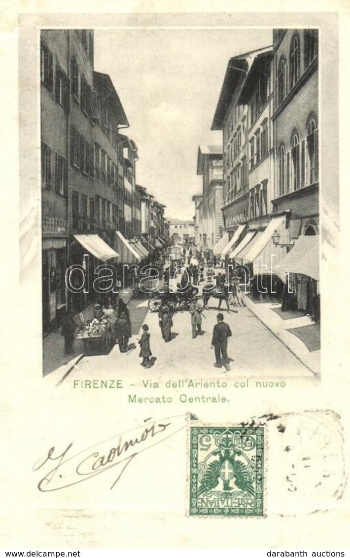 T2 Firenze, Florence; Via Dell'Ariento Col Nuovo Mercato Centrale / Street View With Central Market. TCV Card - Non Classés