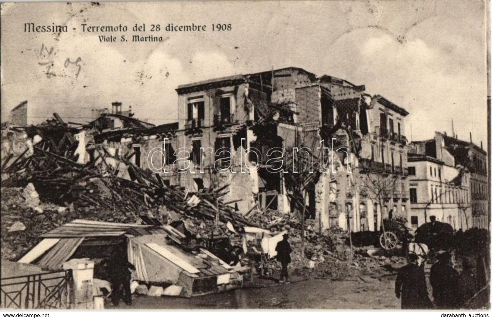 T2/T3 Messina, Terremoto Del 28 Dicembre 1908, Viale S. Martino / Street View After The Earthquake, Ruins - Ohne Zuordnung