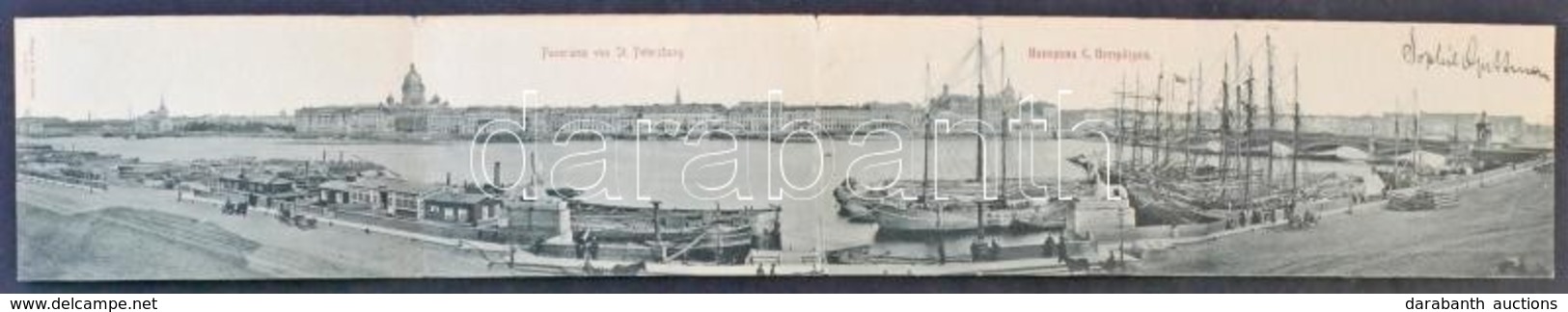 T2/T3 Saint Petersburg, St. Petersbourg; 4-tiled Panoramacard With Port View, Ships, Barges With Timber - Non Classificati