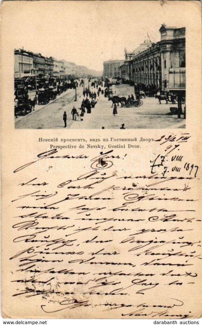 T2/T3 1897 (Vorläufer!) Sankt-Peterburg, Saint Petersburg, St. Petersbourg; Perspective De Nevsky, Gostini Dvor / Nevsky - Unclassified